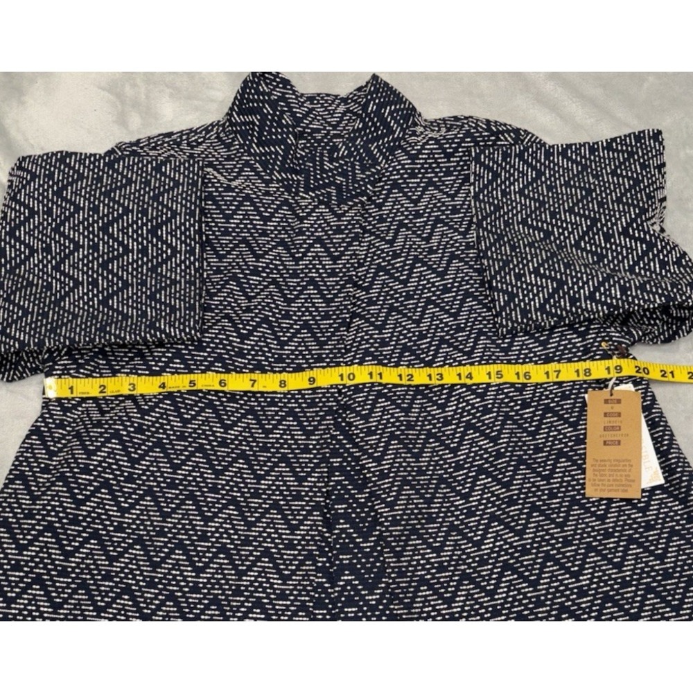 NEW La Blend Mandarin Open Jacket Sz‎ M Navy White 3/4 Sleeve Reversible Pockets - Picture 6 of 12